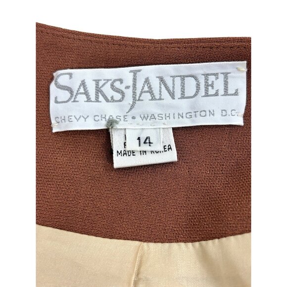 Saks Jandel Vtg Blazer 14 Silk Asian Style Animal Print Neutrals Shoulder Pads - Picture 5 of 16